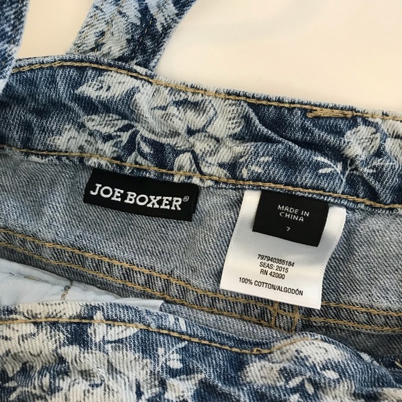 Joe Boxer Denim Floral Romper Overalls - Picture 8 of 8